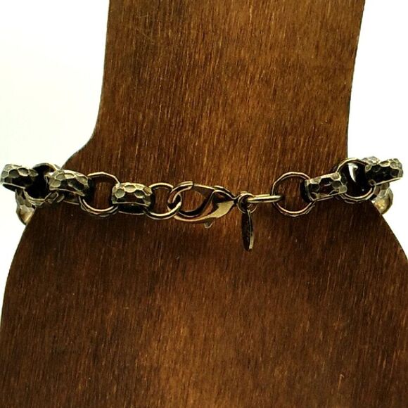 Vintage EP Erwin Pearl Hammered Chunky Rolo Chain Link Bracelet Unisex - Picture 14 of 16